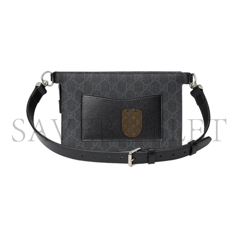 GUCCI GG CANVAS WITH LEATHER SLING BAGS ONE SHOULDER 746300 (18*13*5cm)